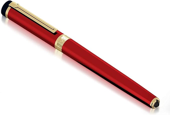 Dryden Designs Fountain Pen - Medium and Fine Nibs | Includes 24 Ink Cartridges and Ink Refill Converter | Calligraphy Pen, Consistent Writing, Smooth Look - Royal Red