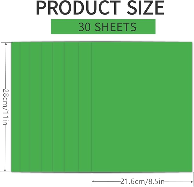 30 Sheets Green Cardstock 8.5'' x 11'', 250gsm/90lb Heavyweight Cover Cardstock Paper, Thick and Smooth Card Stock Perfect for Invitations, Menus, DIY Cards, Arts and Crafts