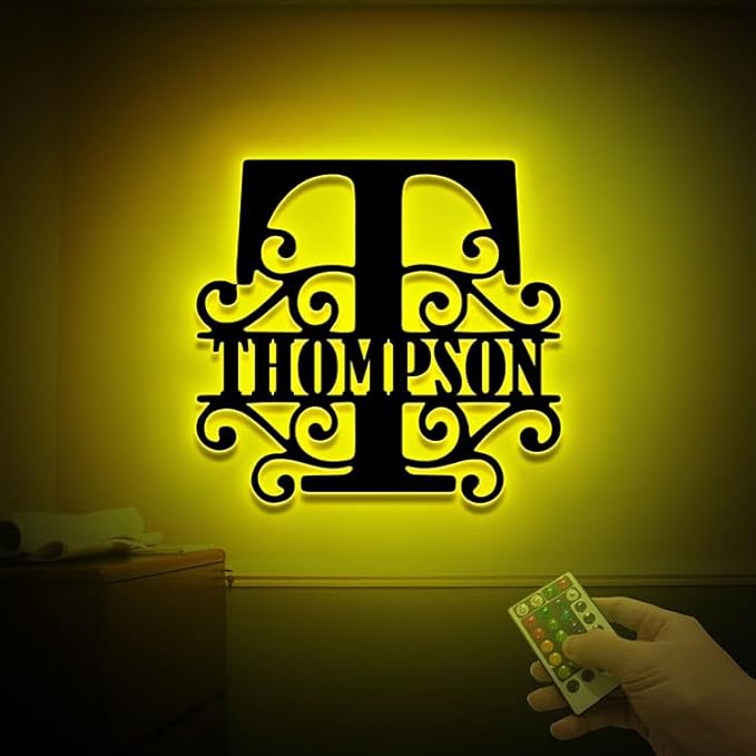 Custom Metal Signs | Personalized Monogram Name Sign | Outdoor Wall Art for Family Name | Custom Name Metal Sign, Last Name, Anniversary, Wedding Gifts for Women, Wife, Parents, couple (6'') (Design 8)