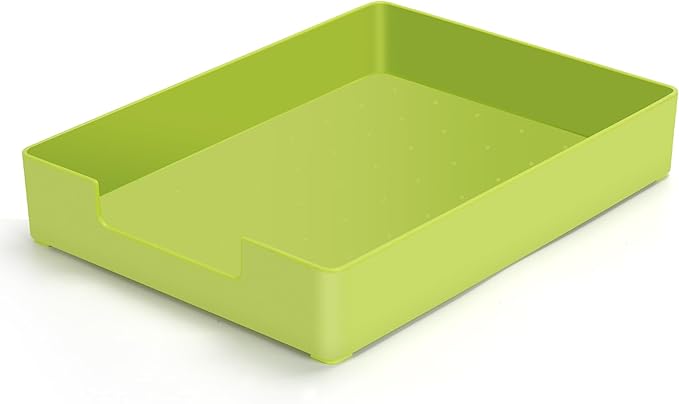 AZFUNN Letter-Size Tray Desk Letter Tray Paper Tray, Sturdy Heavy-Duty Plastic Printer Paper Tray, Single-Tier Stackable File Storage Organizer for Office Home (1, Green)