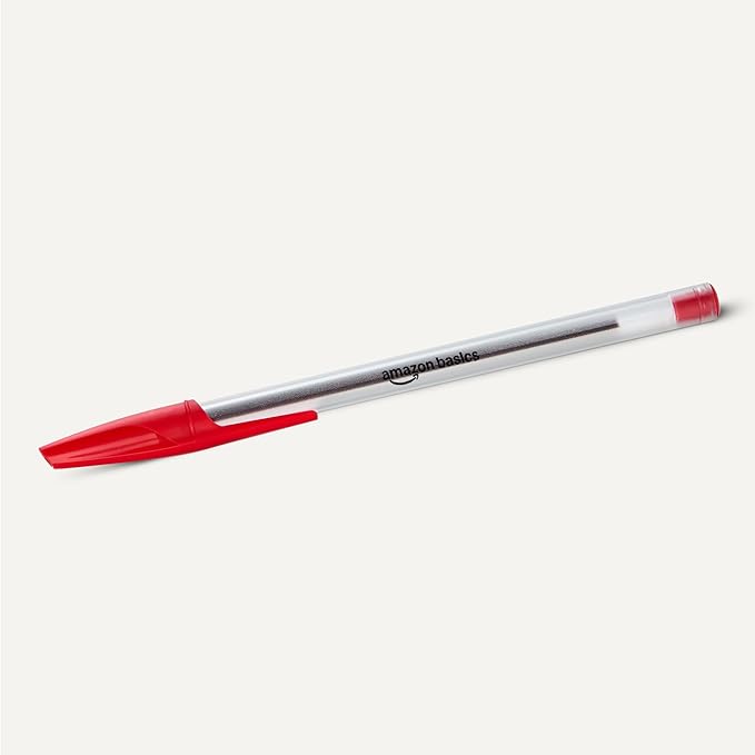 Amazon Basics Ballpoint Pens, 1.0mm, Red, 12 Pack
