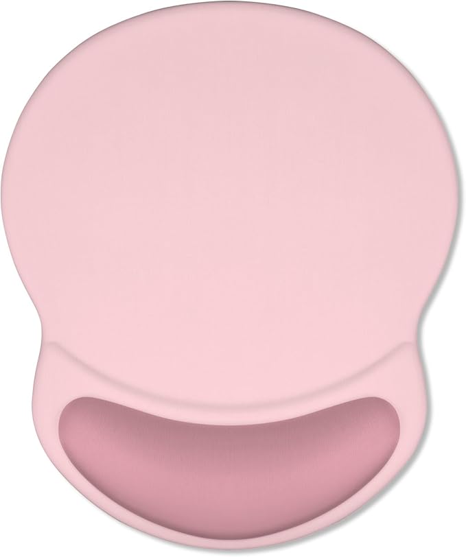 ITNRSIIET Ergonomic Mouse Pad with Comfort Gel Wrist Rest, Non-Slip PU Base, Smooth Textured Surface, Reduces Hand Fatigue & Wrist Pain, 8.7 x 7.2 Inch for Office Gaming Home, Pink Accent