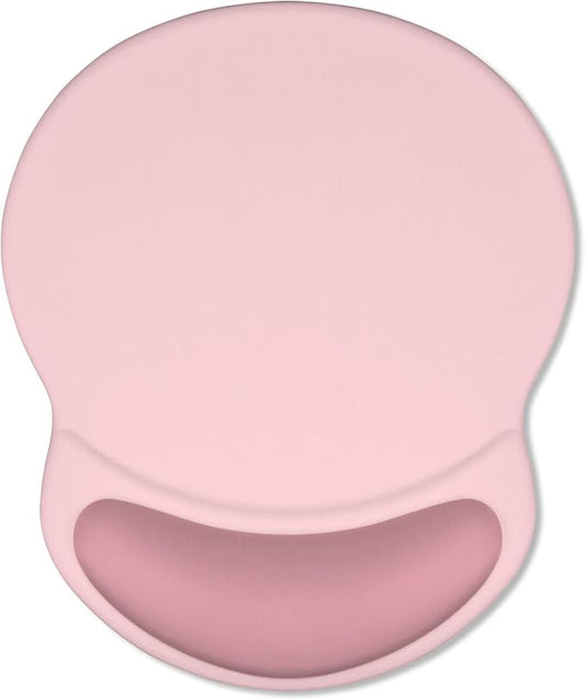 ITNRSIIET Ergonomic Mouse Pad with Comfort Gel Wrist Rest, Non-Slip PU Base, Smooth Textured Surface, Reduces Hand Fatigue & Wrist Pain, 8.7 x 7.2 Inch for Office Gaming Home, Pink Accent