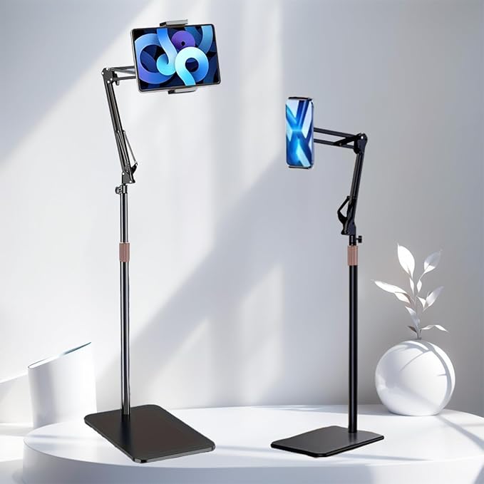 Hosann Century Tablet Floor Stand Holder[59“Height Adjustable] 360° Rotatable Metal Tablet Stand,with Heavy Duty Base for 4.7-12.9” Devices,iPad Pro Air Mini,Kindle,Tabs,E-Readers