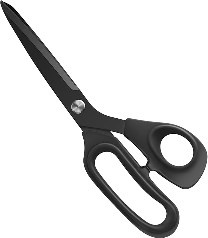 Zicolu 10 inch Black Office Scissors All Purpose, Sewing Scissors for Fabric Cutting, Sharp Titanium Coated Blade, Comfort Grip Soft Handles for Diy Craft, Paper, Art, School, Home