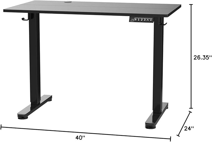 ErGear Small Height Adjustable Electric Standing Desk, 40 x 24 Inches Sit Stand up Desk, Memory Computer Home Office Desk with Two-Piece Desktop (Black)