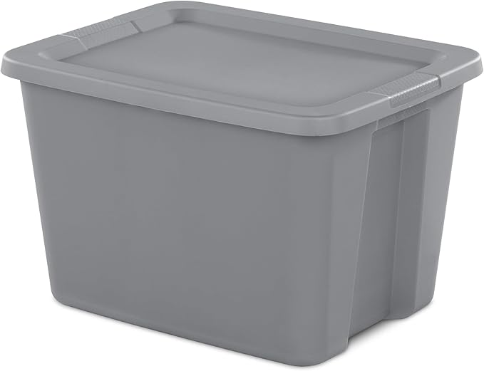 (4 pack) 18 Gallon Plastic Storage Bin with Snap-On Lid, Gray - Durable Stackable Container for Home, Garage & Office Organization