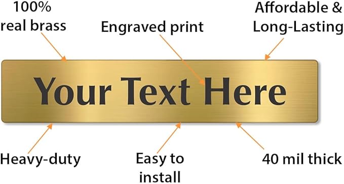 SmartSign Custom Brass Sign - 2" x 10", 40 mil REAL Bugle Brass Metal, Personalized Name Door Sign, Heavy-Duty Premium Engraved Door/Wall Mount Plaque for Business/Office, Gold and Black