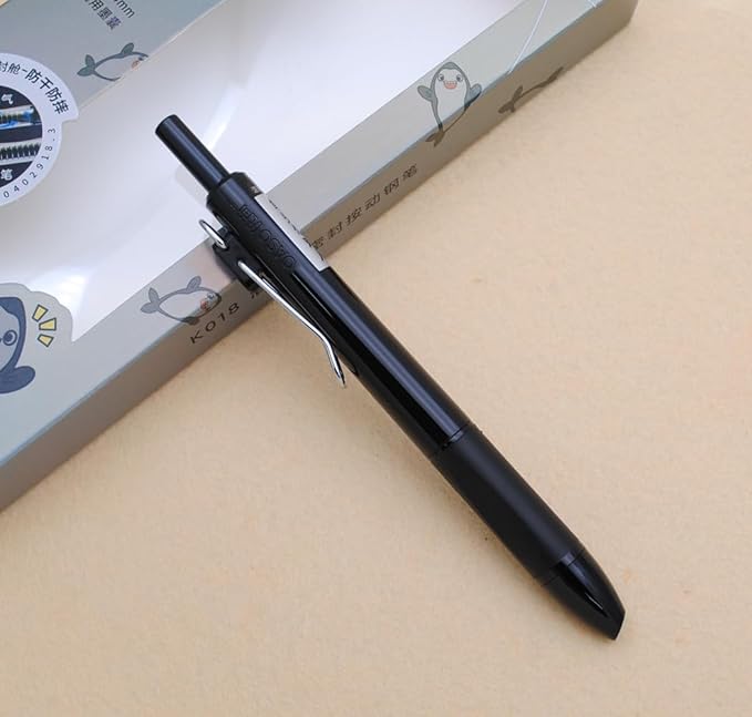 xixixiaozhu OASO K018 Sealed Retractable Fountain Pen Set 0.5mm with 2pcs Blue Ink Cartridges Smooth Writing for School Students (Black)