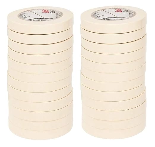 3M Highland Economy Masking Tape, 3/4 inch x 60 Yards – General Purpose Crepe Paper Tape for Bundling, Sealing, and Light-Duty Applications, Pack of 24