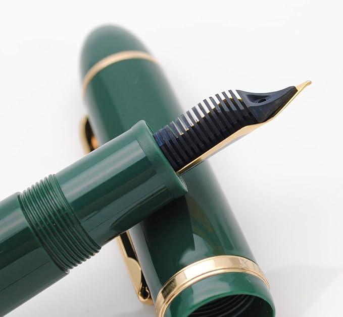 JINHAO X159 Fountain Pen (F Nib 0.5mm, Dark Green with Gold Clip)