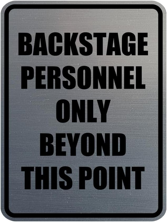 Portrait Round Backstage Personnel Only Beyond This Point Door or Wall Sign Easy Installation | Music | Concert | Festivals Sign (Brushed Silver) - Large
