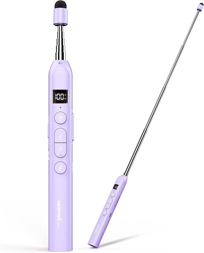 Norwii N21 Bluetooth Presentation Clicker with Telescopic Teaching Pointer, Presentation Remote with Retractable Stick for PowerPiont, Wireless Presenter, Slide Advancer - Purple