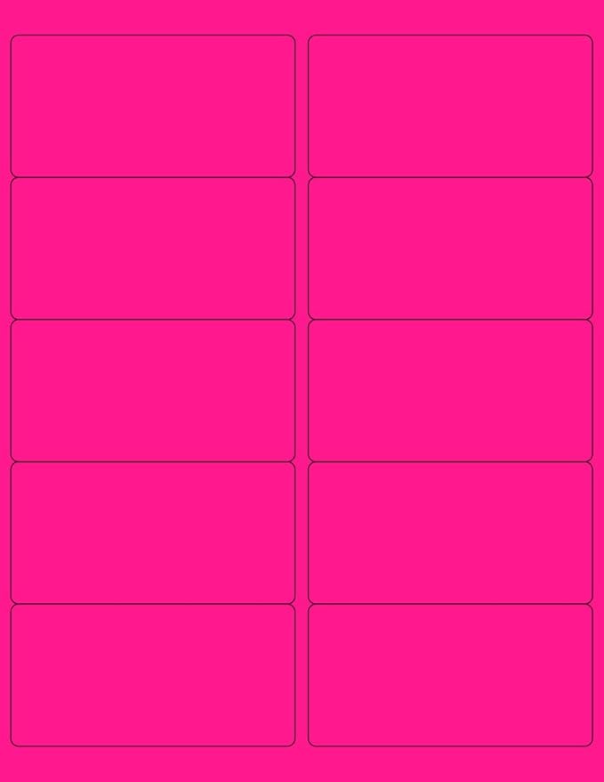 8-1/2 x 11" Neon Color High Light Fluorescent Labels for Laser & Inkjet Printer (Pink Fluorescent, 4 x 2" - 10 Per Page | 500 Labels)
