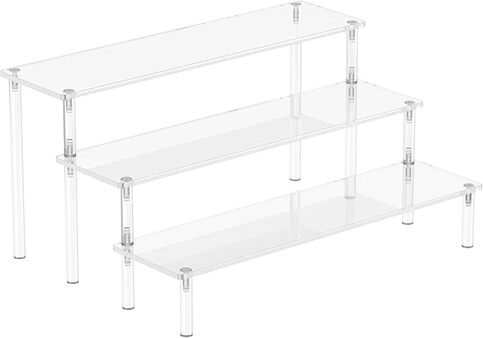Aredpoook Acrylic Display Risers, 3 Tier Perfume Organizer Stand, Clear Cupcake Stand Holder, Large Shelf Risers for Figures, Dessert Shelves for Party, Display Shelf for Decoration and Organizer