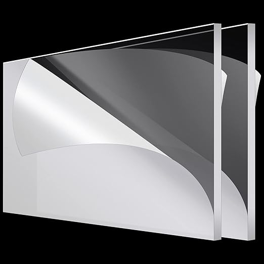 Roowest 2 Pcs 24 x 48 Inch, 1/8 Inch Thick Clear Acrylic Plexiglass Sheets Transparent Plastic Panels Sheets Cut to Size Cast Acrylic Board Panel with Protective Film for Craft DIY Project Sign Frame