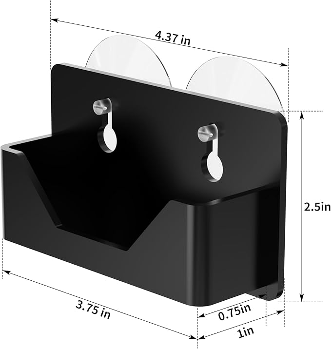 PecMuikee Window Mount Business Card Holder with Suction Cups，Black Acrylic Business Card Display Stand,Multiple Business Card Holders for Office, Exhibition, Home, Restaurant 1Slot 2 Pcs