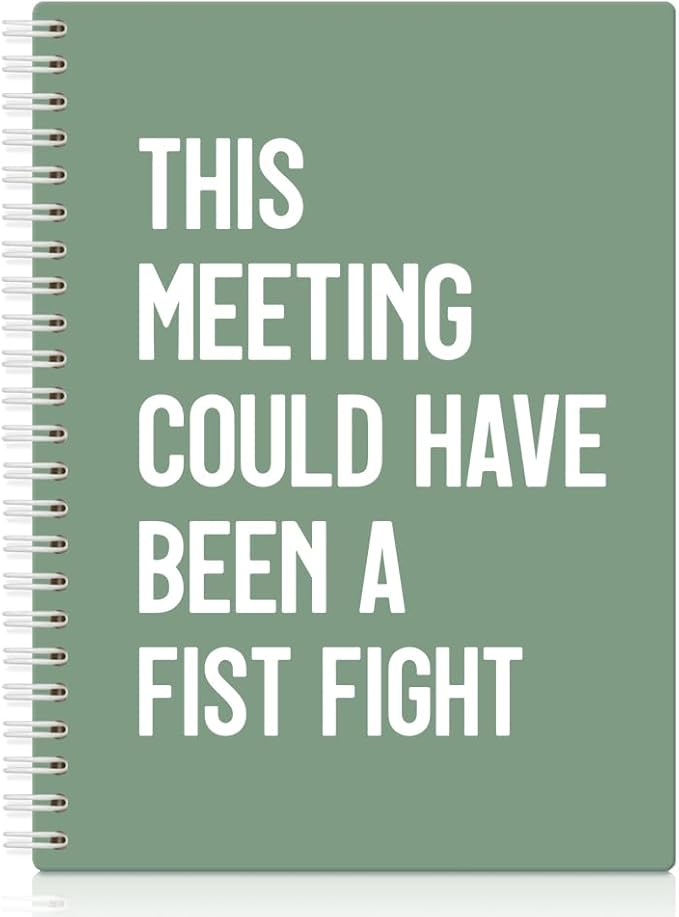 XQLZY This Meeting Could Have Been A Fist Fight Green Spiral Notebook, Funny Corporate Humor Notepad, Office Sarcastic Humor Gifts for Men Women Coworker BFF Friend, Coworker Christmas Gifts