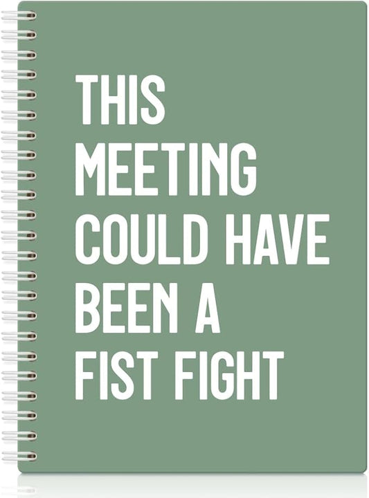 XQLZY This Meeting Could Have Been A Fist Fight Green Spiral Notebook, Funny Corporate Humor Notepad, Office Sarcastic Humor Gifts for Men Women Coworker BFF Friend, Coworker Christmas Gifts