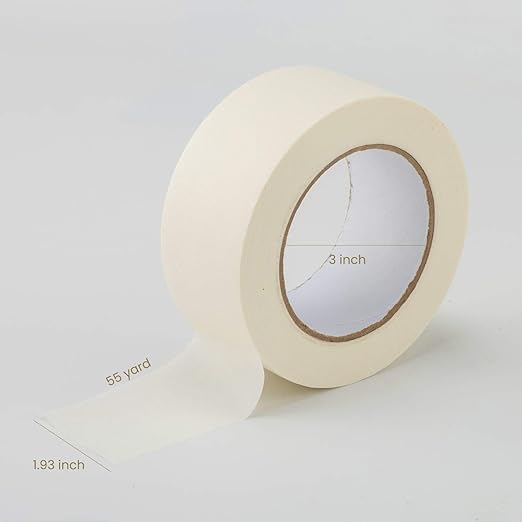 Lichamp Wide Masking Tape 2 inches, 1pc General Purpose Beige Masking Tape White Masking Paper, 1.95 inches x 55 Yards