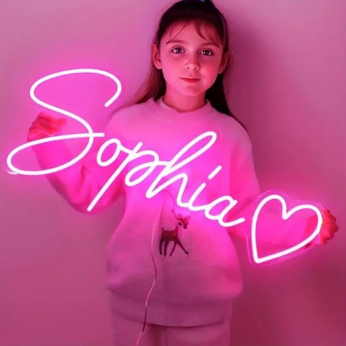 Lorxi Custom Neon Signs, Light up Signs For Wall Decor, Neon Sign Personalized For Bedroom,Wedding, Birthday, Party , Customized Led Light Sign For Gifts Bar Game Business Logo, Led Name Sign Neon Light