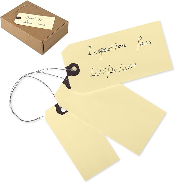 INNOVART Shipping Tags - Double Wired 2 3/4' x 1 3/8', Manila Wire Tags with Reinforced Eyelet, Case of 1000