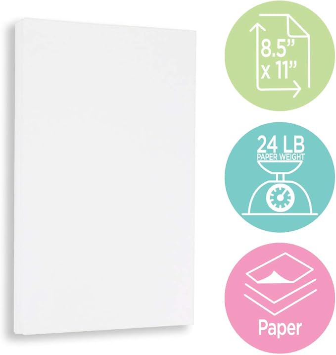 JAM PAPER Strathmore 24lb Paper - 90 gsm - 8.5 x 11 - Bright White Laid - 500 Sheets/Ream