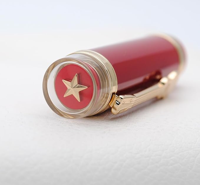 JINHAO 1935 Fountain Pen TIANDAO Series #8 Nib Ink Pen with Guitar-Shaped Clip and Ink Converter (M Nib 0.7mm, Red)