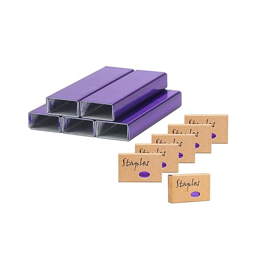 NatSumeBasics 6000 Purple Staples 26/6 Standard Colored Staple for Refill Desk Manual Stapler School Office Supplies Accessories (Purple)