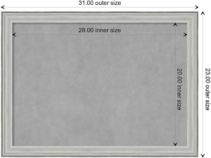 Amanti Art Silver Framed Magnetic Board 23x31 Medium Vision Board for use with Magnets, 100% Metal Sheet to Display Items as Office Decor or for Home Organization in mudroom, Kitchen or Kids Room