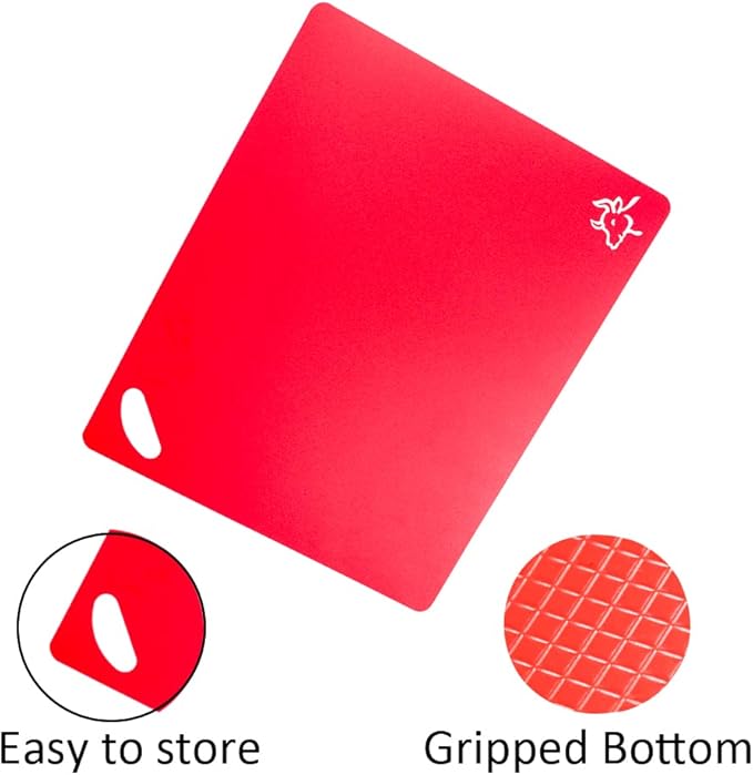 Kimmoker Flexible Cutting Boards Set, Cutting Board Mats for Cooking, Colored Cutting Board Set with Easy-Grip Handles, Flexible Plastic Cutting Sheet Set of 4 (1)