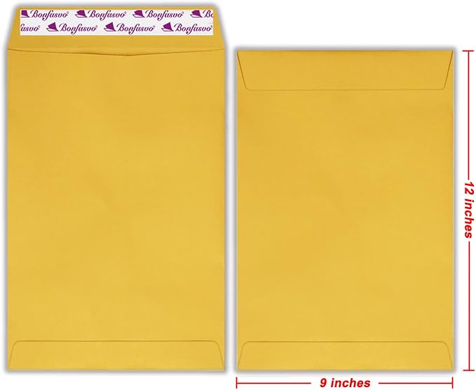 Bonfasvo 300 Pack 9x12 Brown Catalog Envelopes Peel & Seal Security Mailing Envelopes 120GSM Kraft Paper self Seal Envelopes for Invitations Papers Photos Documents Pictures Papers Files