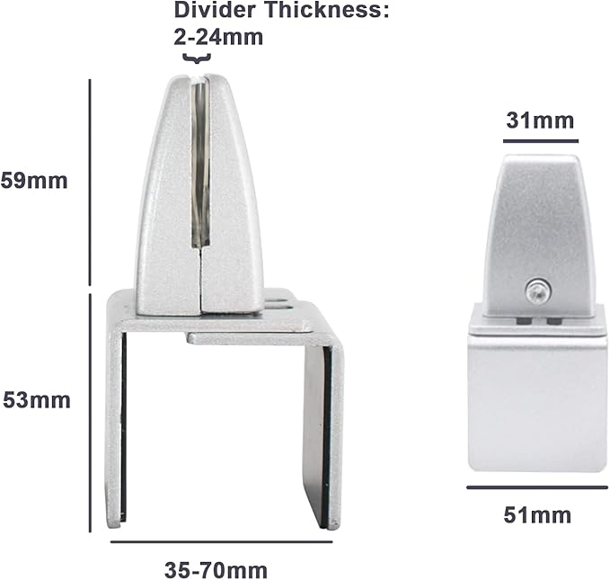Aluminum Vertical Clamp Partition Board Acrylic Desk Divider Support Clamp for Clear Shield for Desktop Countertop Reception
