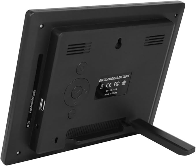 TMC 8 Inch Dementia Clock for Seniors – Large Auto-Dimming Calendar Display with Date & Time, Multi-Language Support, Medicine Reminders & Alarms – Wall or Desk Mount, Integrated Stand (Black, SD)