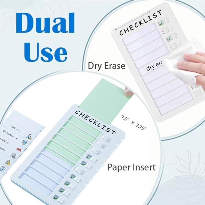 2-Pack Magnetic Dry Erase Checklist Board – Reusable Whiteboard Task Planner with Sliding Checkmarks, Includes Cards & Mounting Tape