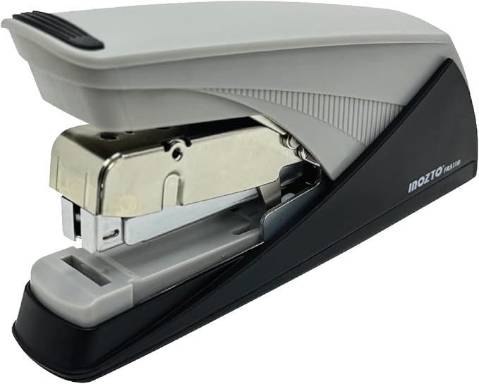 INOZTO Easy-Flat Stapler: Effortlessly Staple 20-25 Sheets with 50% Less Force Features Flat Clinch tech, Anti-Slip Base & Custom Logo Option Durable Steel/ABS Design (Black/White)