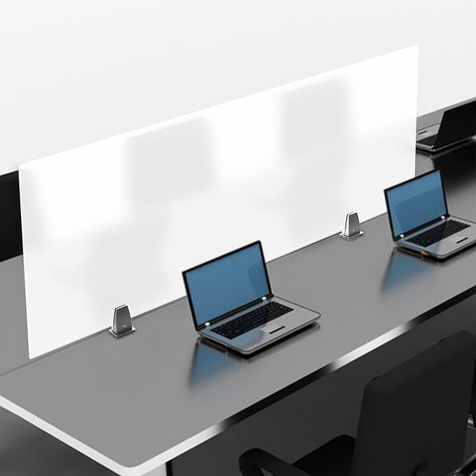 Desk Divider for Students and Desk Privacy Panel, Frosted Acrylic Plexiglass Shield with Clamps for Offices Schools Call Centers, Ideal Cubicle Light Shield - 47”L X18”W