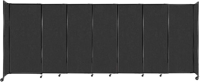 Versare Straightwall Sliding Portable Wall Partition | Freestanding Office Dividers | Locking Wheels | Temporary Room Separator | 15'6'' Wide x 6' Tall Black Fabric Panels