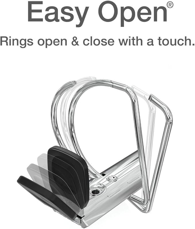 Cardinal 3 Ring Binder, 2 Inch Premier Easy Open Binder, ONE-Touch Locking Slant-D Rings, 565-Sheet Capacity, ClearVue Cover, PVC-Free, White (10320)