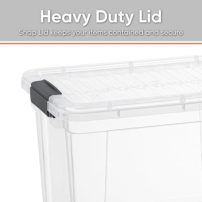 Superio Storage Bins with Lids- 2 Pack, 2.5 Qt Clear Boxes for Organizing, Stackable Plastic Containers- BPA Free, Non-Toxic, Odor Free, Organizer for Home, Office, Dorm
