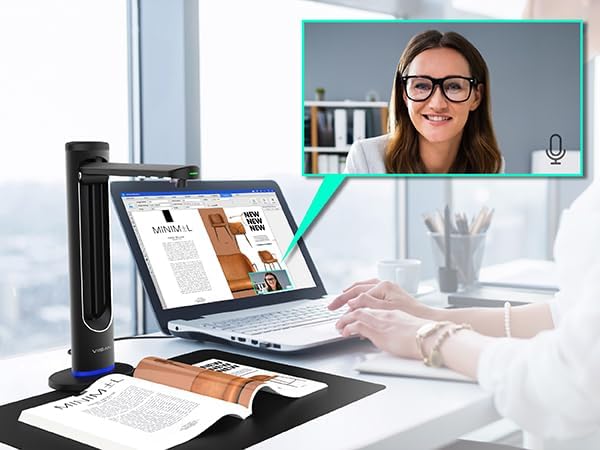 VIISAN K48 Book Scanners: 48MP Output, USB Camera for Laptop/Desktop, Deskewing, Multiple Page Documents Scanning, OCR & TTS Tech, Ai Reading, UVC/UAC Camera, Works with Windows & MacOS