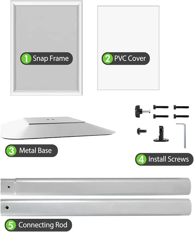 INNOVSIGN Heavy Duty Adjustable Pedestal Poster Sign Stand, 11x17 Aluminum Open Floor Standing Sign Holder for Vertical and Horizontal View Display, Silver