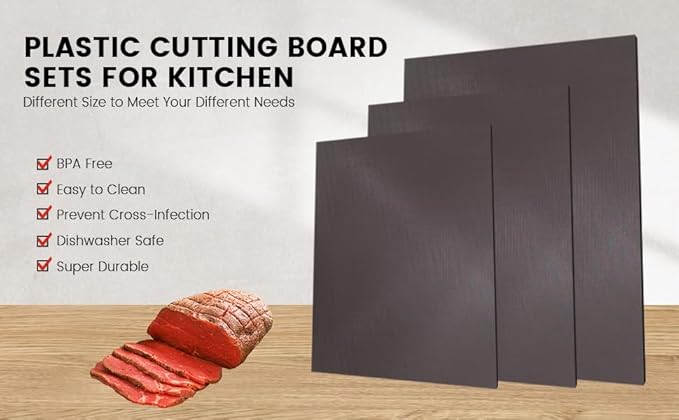 CMI Commercial Grade Cutting Board for Kitchens,Plastic Chopping Board, 18 x 24 x 1/2 Inch, Multi-Color 6 of Pack Set,NSF Certified,for Vegetable Meat or Cheese