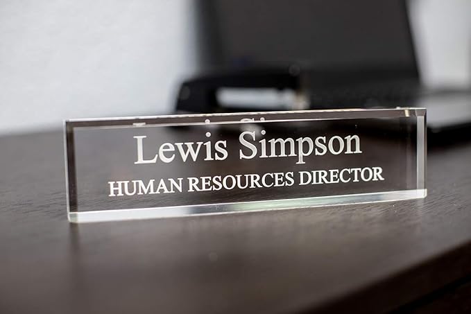 SignsByLITA Personalized Acrylic Desk Name Plate 2" x 8" - Office Desk Accessories Décor
