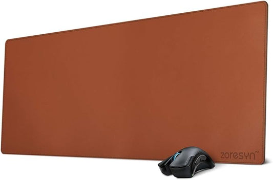 ZORESYN XL Large Mouse Pads (35.4"x15.8") - PU Leather Large Gaming Mousepad Desk Mat - Nonslip Base and Waterproof Desktop Keyboard Extended Mouse Mat (Light Brown, X-Large)
