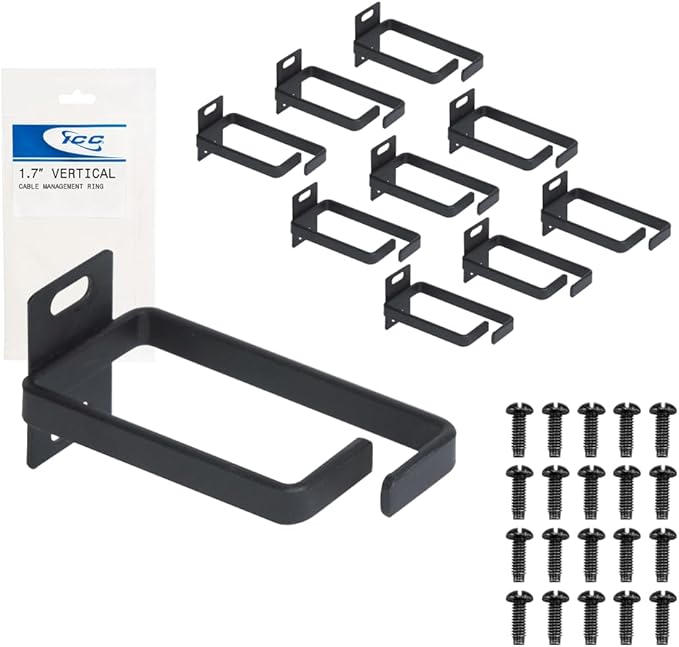 ICC 1.70” Metal Cable Management Ring, Vertical, Rack or Wall Mount, Pack of 10 – Cable Organizer for Structured Cabling and Racks