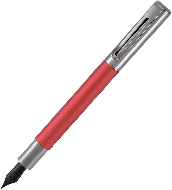 Monteverde USA Ritma Fountain Pen in Red – Broad Nib, Bold JoWo Stainless Steel, Refillable Ink Cartridge/Converter – Ideal for Executives & Artists