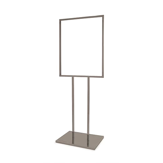 Econoco Bulletin Sign Holder, 22 x 28 Inch Frame, Extra Heavy Raised Base for Stability, Floor Standing Display Stand, Black