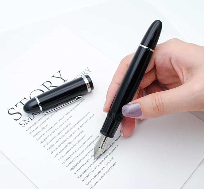 JINHAO X159 Fountain Pen (EF Nib 0.38mm, Black with Silvery Clip)
