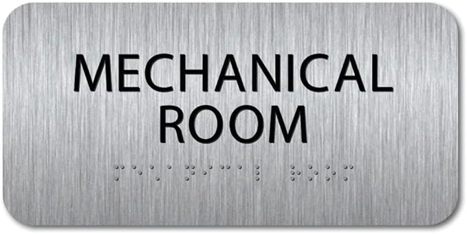 ALPHA DOG ADA SIGNS - Mechanical Room Sign with Braille for Your Business, 4x8 Inch, ADA Compliant, Indoor or Outdoor, Easy Installation, Made in the USA, Brushed Metal